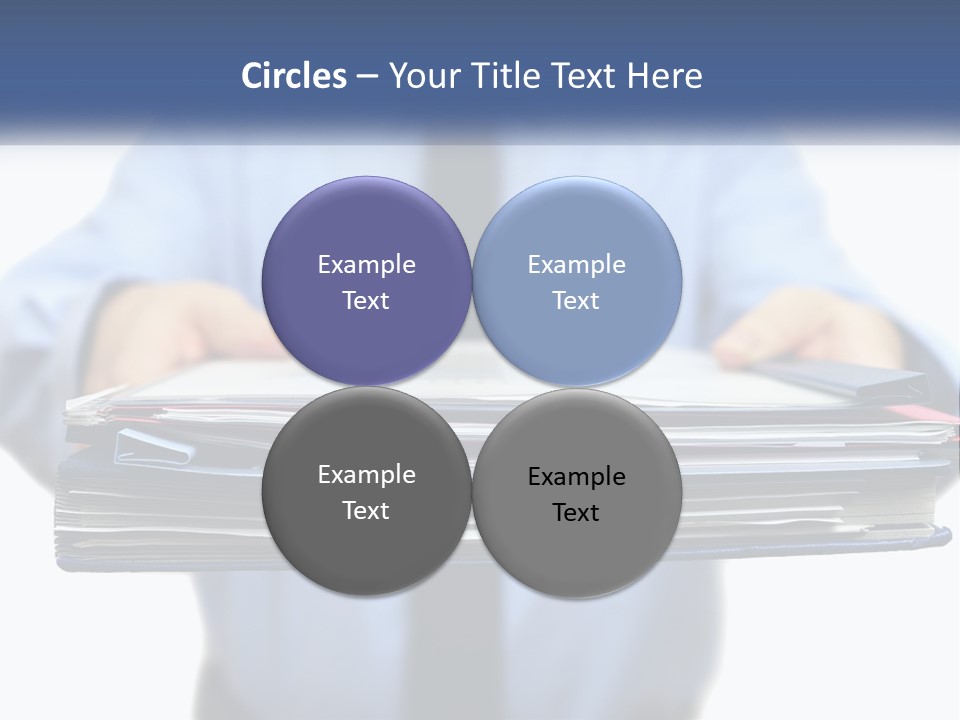 A Man Holding A Stack Of Files In His Hands PowerPoint Template