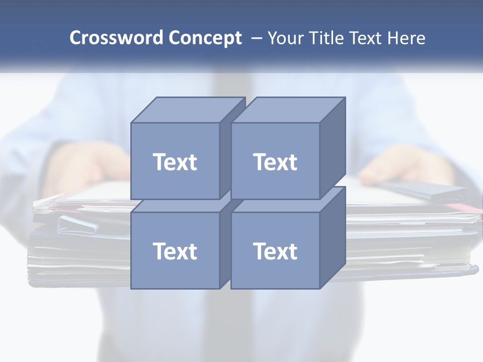 A Man Holding A Stack Of Files In His Hands PowerPoint Template