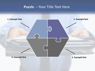 A Man Holding A Stack Of Files In His Hands PowerPoint Template