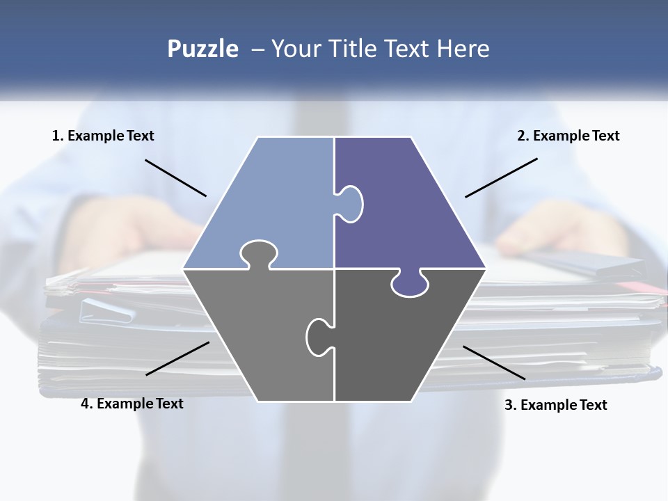 A Man Holding A Stack Of Files In His Hands PowerPoint Template