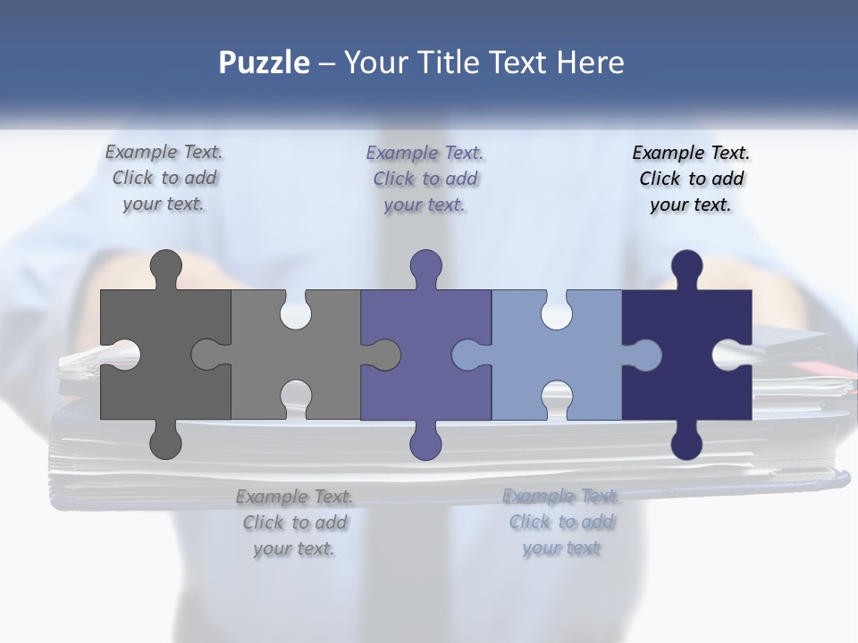 A Man Holding A Stack Of Files In His Hands PowerPoint Template