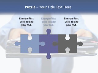 A Man Holding A Stack Of Files In His Hands PowerPoint Template