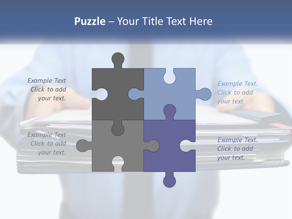 A Man Holding A Stack Of Files In His Hands PowerPoint Template