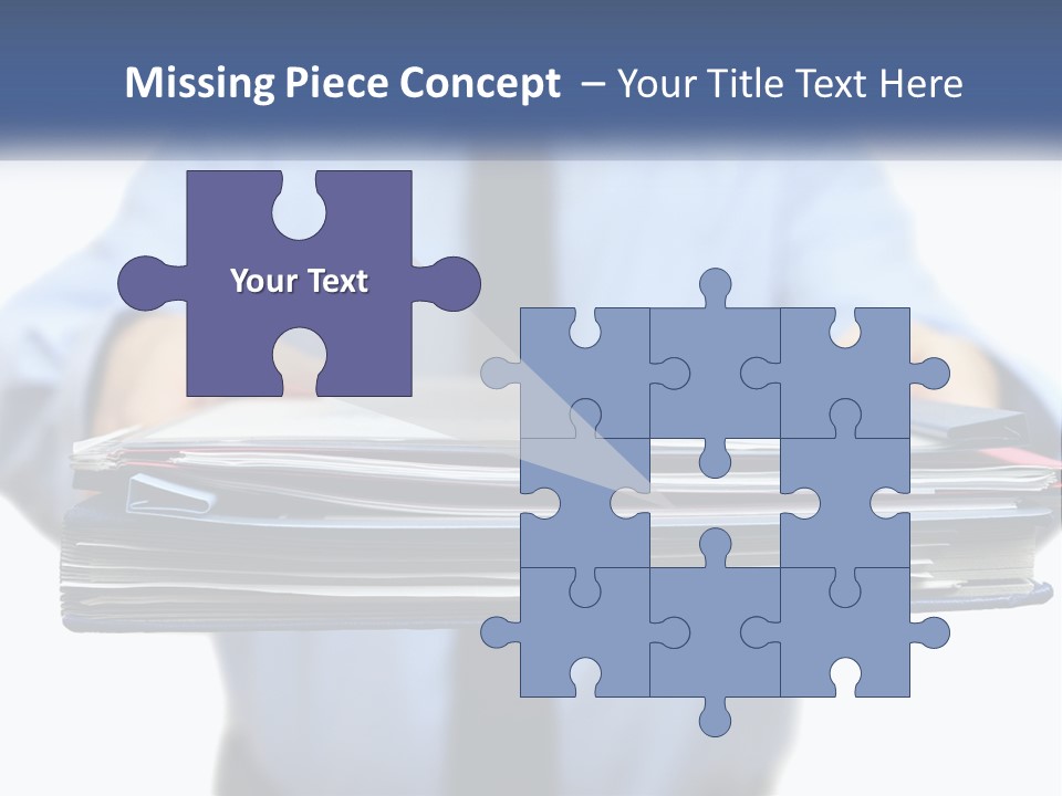 A Man Holding A Stack Of Files In His Hands PowerPoint Template