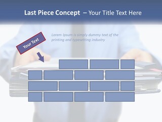 A Man Holding A Stack Of Files In His Hands PowerPoint Template