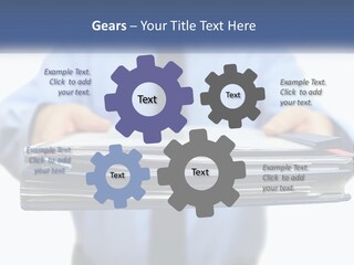 A Man Holding A Stack Of Files In His Hands PowerPoint Template