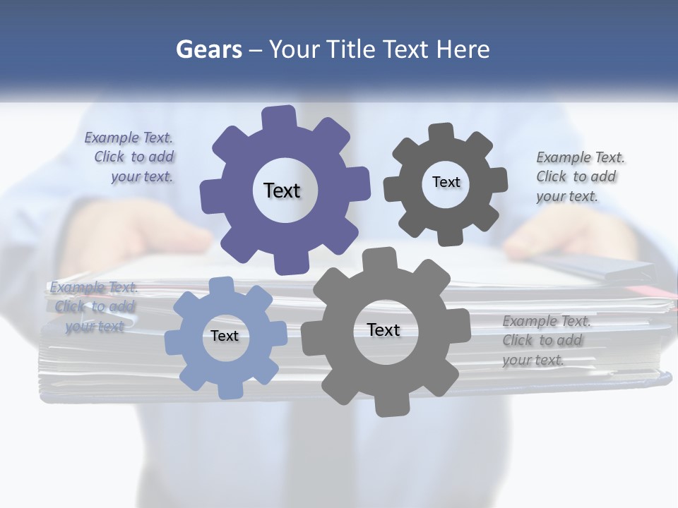 A Man Holding A Stack Of Files In His Hands PowerPoint Template