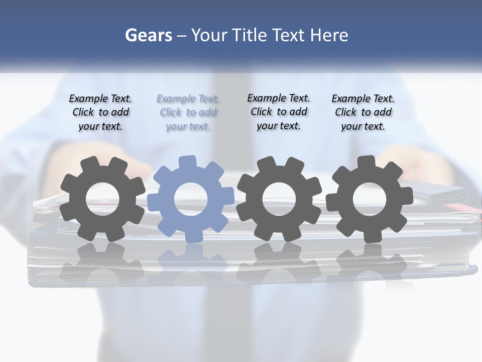 A Man Holding A Stack Of Files In His Hands PowerPoint Template