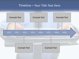 A Man Holding A Stack Of Files In His Hands PowerPoint Template