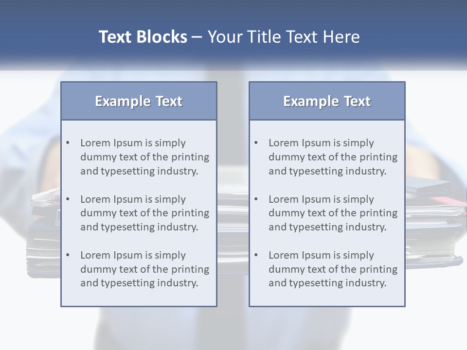 A Man Holding A Stack Of Files In His Hands PowerPoint Template