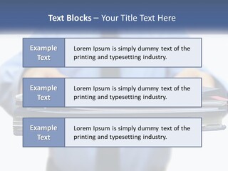 A Man Holding A Stack Of Files In His Hands PowerPoint Template