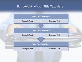 A Man Holding A Stack Of Files In His Hands PowerPoint Template