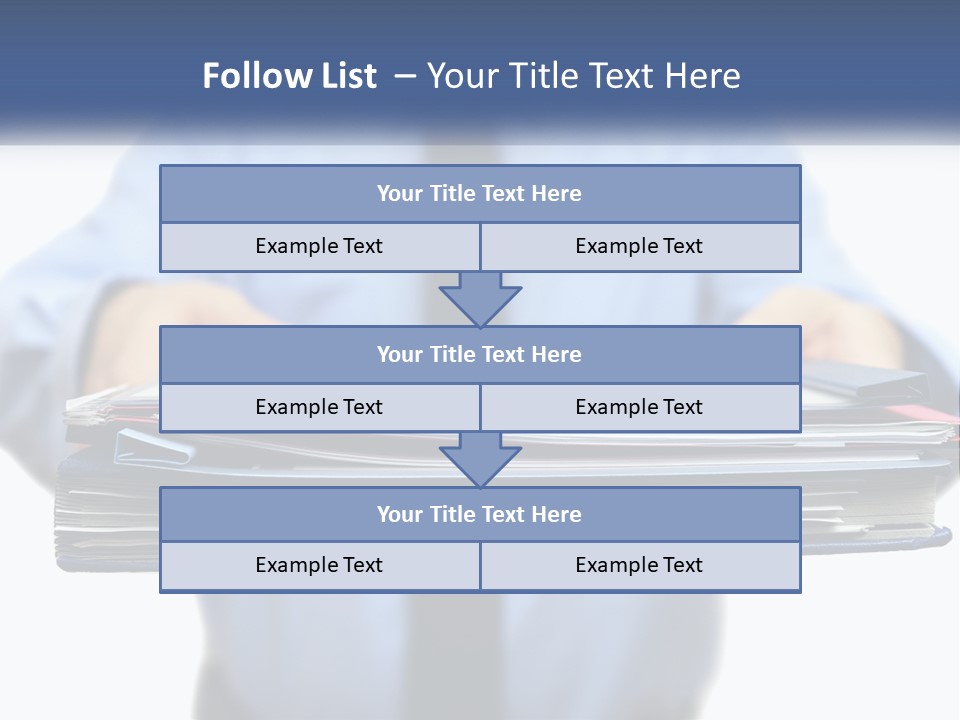 A Man Holding A Stack Of Files In His Hands PowerPoint Template