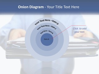 A Man Holding A Stack Of Files In His Hands PowerPoint Template