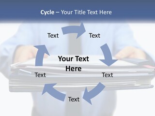 A Man Holding A Stack Of Files In His Hands PowerPoint Template