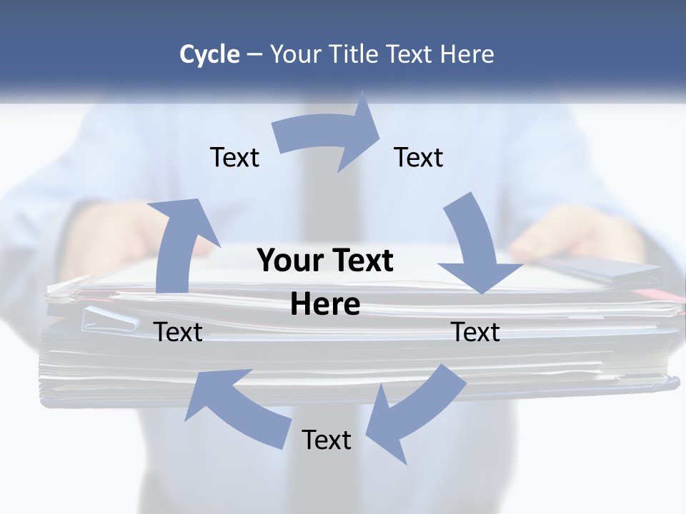 A Man Holding A Stack Of Files In His Hands PowerPoint Template