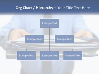 A Man Holding A Stack Of Files In His Hands PowerPoint Template
