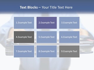 A Man Holding A Stack Of Files In His Hands PowerPoint Template
