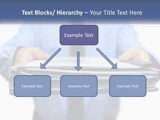 A Man Holding A Stack Of Files In His Hands PowerPoint Template