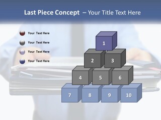 A Man Holding A Stack Of Files In His Hands PowerPoint Template
