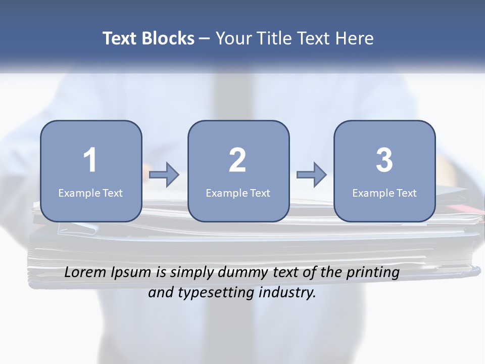 A Man Holding A Stack Of Files In His Hands PowerPoint Template