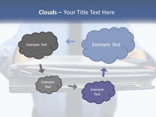 A Man Holding A Stack Of Files In His Hands PowerPoint Template