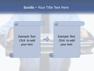 A Man Holding A Stack Of Files In His Hands PowerPoint Template