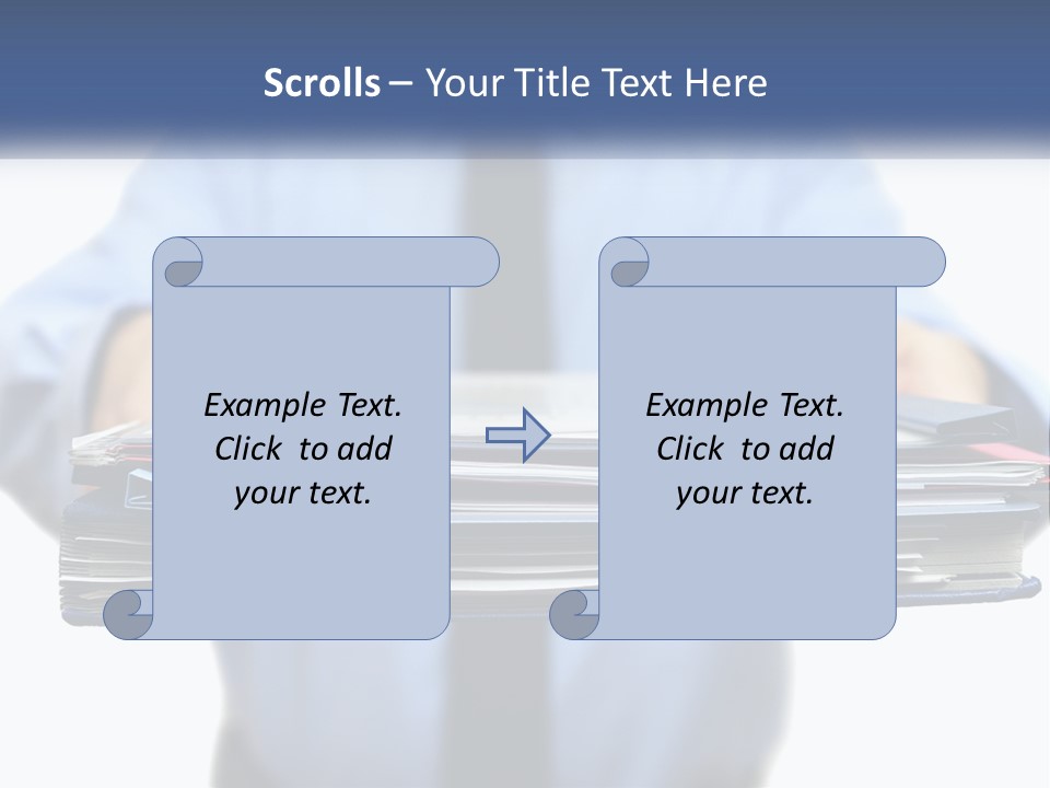 A Man Holding A Stack Of Files In His Hands PowerPoint Template
