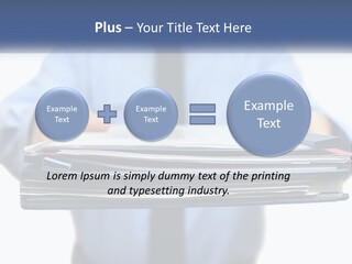 A Man Holding A Stack Of Files In His Hands PowerPoint Template