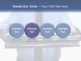 A Man Holding A Stack Of Files In His Hands PowerPoint Template