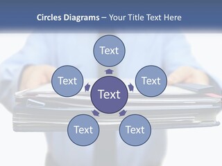 A Man Holding A Stack Of Files In His Hands PowerPoint Template