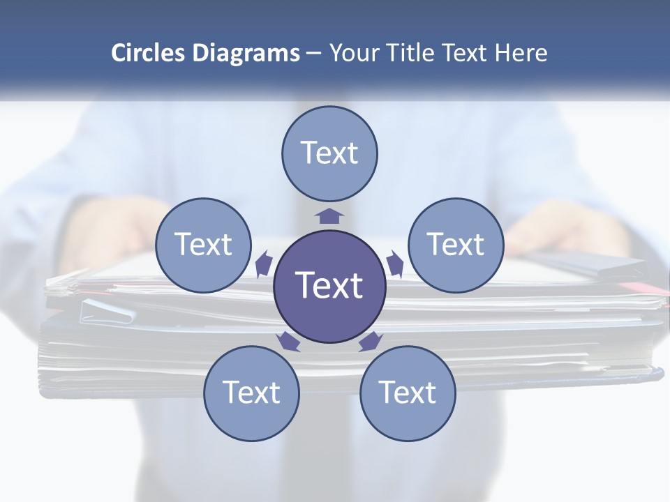 A Man Holding A Stack Of Files In His Hands PowerPoint Template