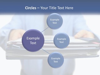 A Man Holding A Stack Of Files In His Hands PowerPoint Template
