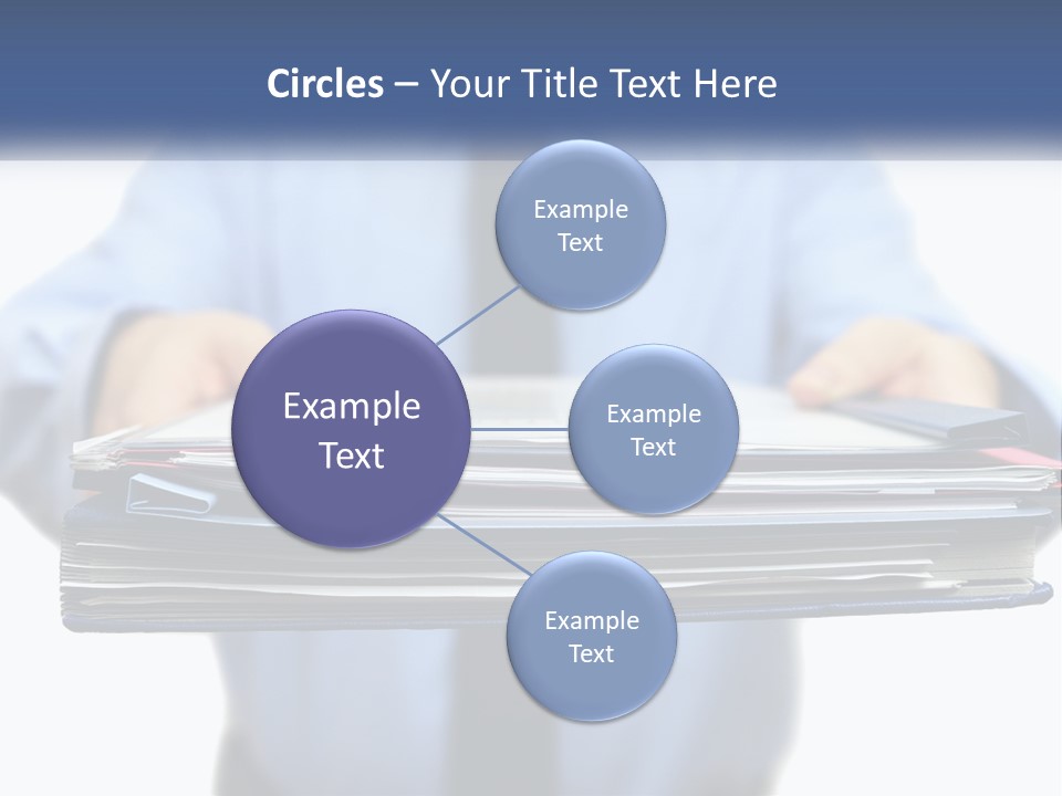 A Man Holding A Stack Of Files In His Hands PowerPoint Template