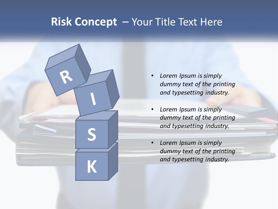 A Man Holding A Stack Of Files In His Hands PowerPoint Template