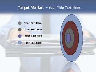 A Man Holding A Stack Of Files In His Hands PowerPoint Template