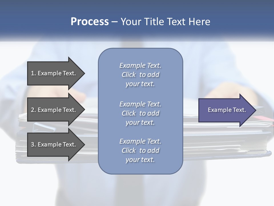 A Man Holding A Stack Of Files In His Hands PowerPoint Template
