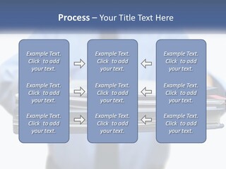 A Man Holding A Stack Of Files In His Hands PowerPoint Template