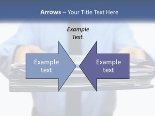 A Man Holding A Stack Of Files In His Hands PowerPoint Template