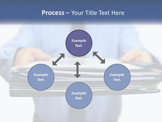 A Man Holding A Stack Of Files In His Hands PowerPoint Template
