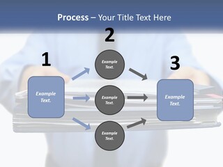 A Man Holding A Stack Of Files In His Hands PowerPoint Template
