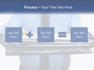 A Man Holding A Stack Of Files In His Hands PowerPoint Template