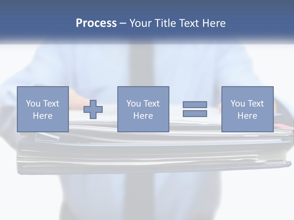 A Man Holding A Stack Of Files In His Hands PowerPoint Template