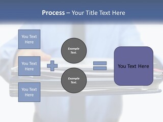 A Man Holding A Stack Of Files In His Hands PowerPoint Template
