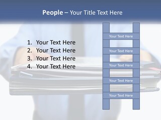 A Man Holding A Stack Of Files In His Hands PowerPoint Template