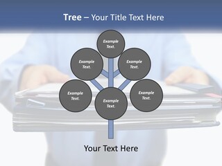 A Man Holding A Stack Of Files In His Hands PowerPoint Template