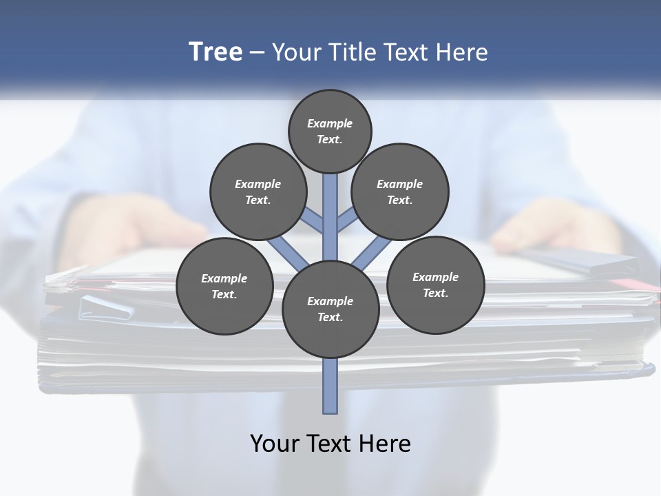 A Man Holding A Stack Of Files In His Hands PowerPoint Template