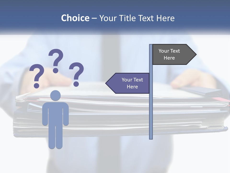 A Man Holding A Stack Of Files In His Hands PowerPoint Template