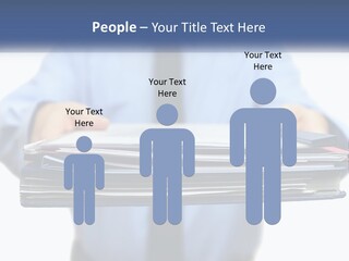 A Man Holding A Stack Of Files In His Hands PowerPoint Template