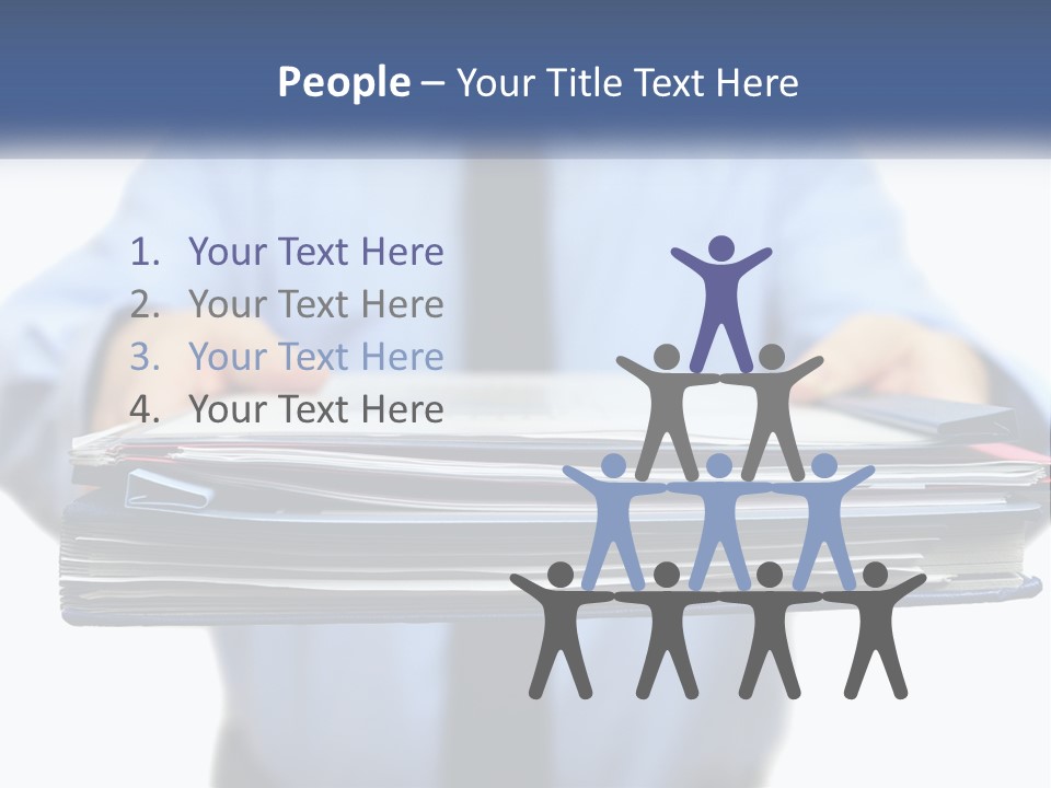 A Man Holding A Stack Of Files In His Hands PowerPoint Template